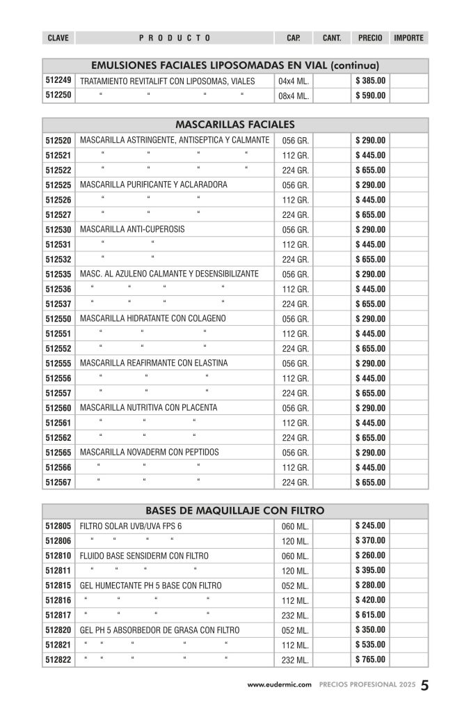 lista de precios cabina profesional