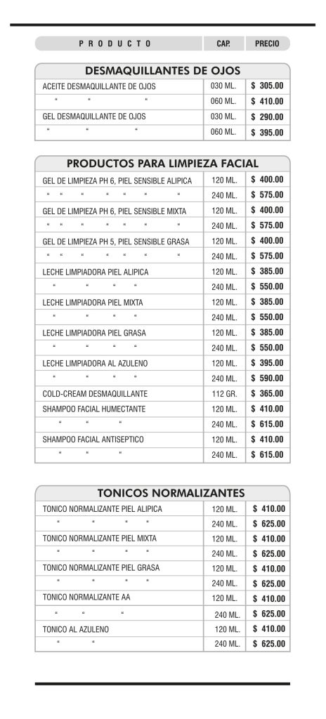 lista de precios cabina publico