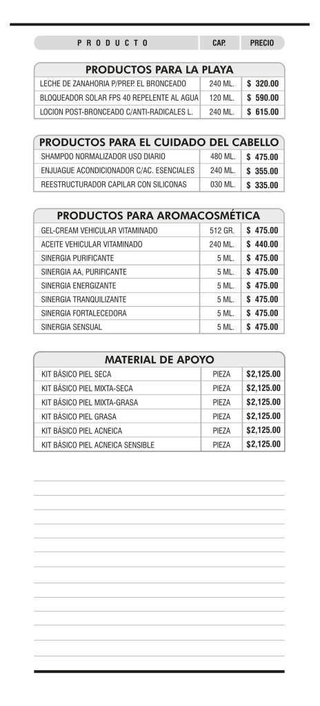 lista de precios cabina publico